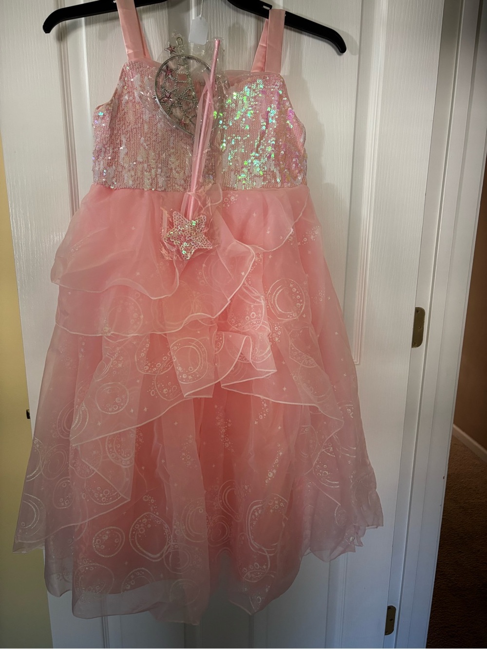 Pink Sequin Ruffled Party Dress for Girls